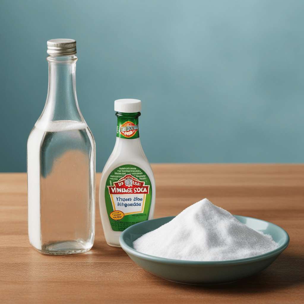Baking soda and vinegar on a clean countertop
