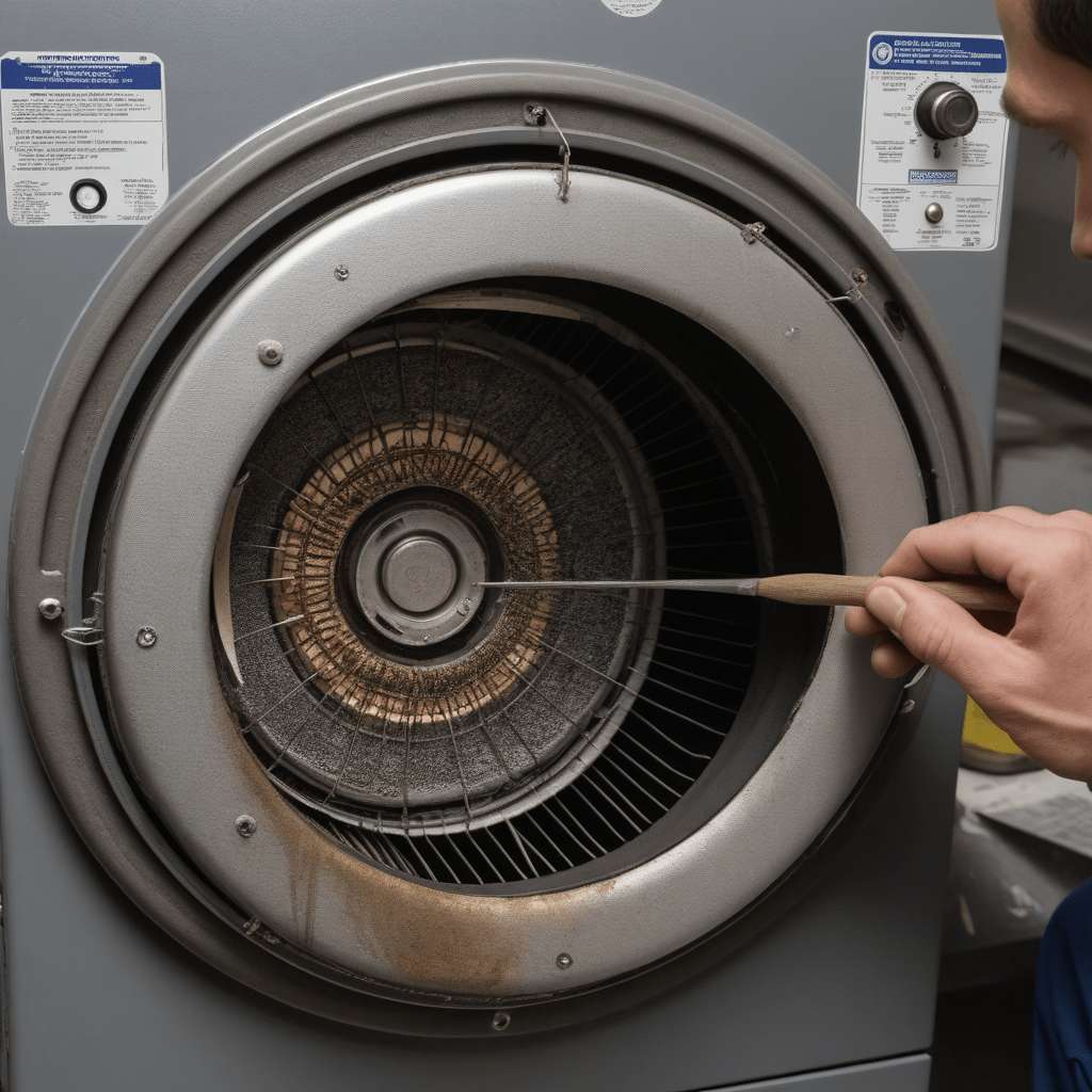 Person replacing dryer heating element